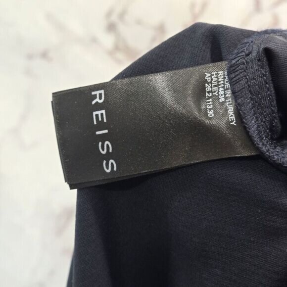 Reiss Pants Womens 8 Blue Pull On Drawstring Office Navy Elastic Commuter - Picture 10 of 12